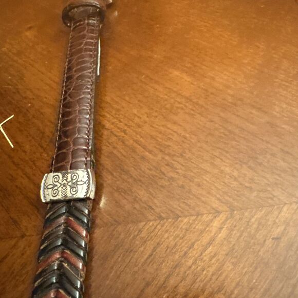 Vintage  Brighton Tan Leather Rope Belt W/ Silver Buckle Size M 05108 main image 7